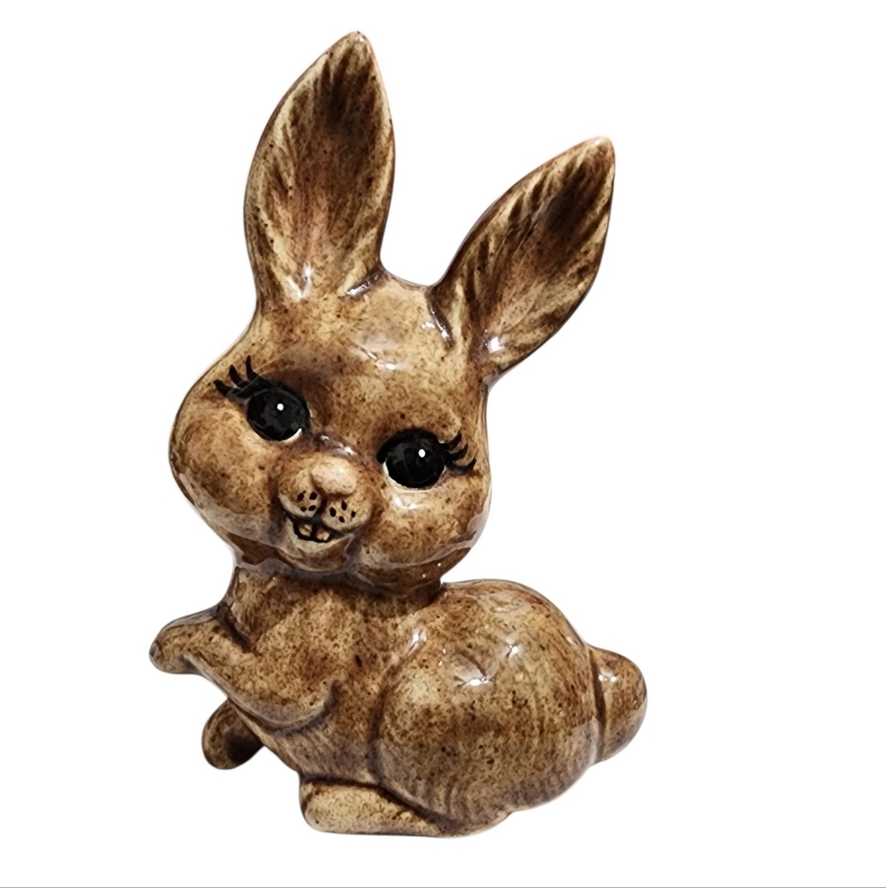 Adorable Brown Ceramic Bunny Figurine